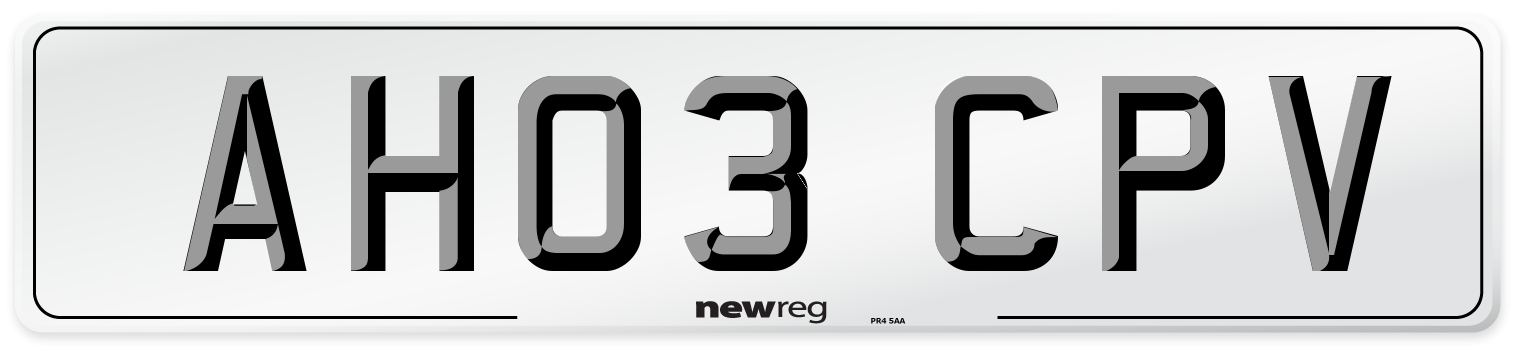 AH03 CPV Number Plate from New Reg
